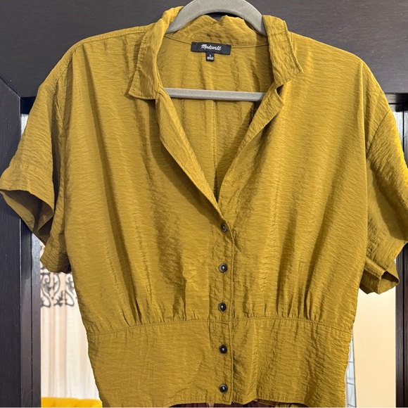 Madewell Mustard Button-Up Women's Blouse - Picture 2 of 6